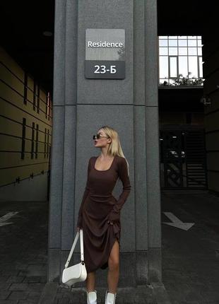 Сукня міді в рубчик8 фото