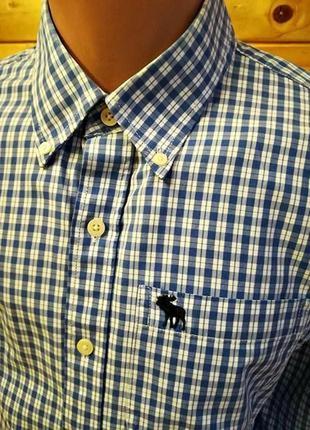 Стильная хлопковая рубашка в клетку известного американского бренда abercrombie&amp;fitch3 фото