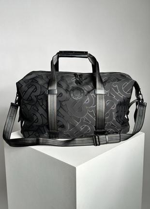 Мужская кожаная сумка black monogram recycled polyester jacquard holdall