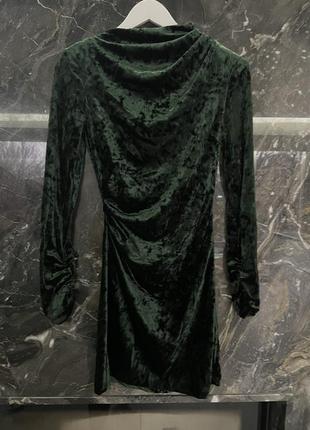 Шикарное зеленое платье бархат zara 💚1 фото