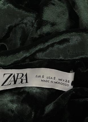 Шикарное зеленое платье бархат zara 💚5 фото
