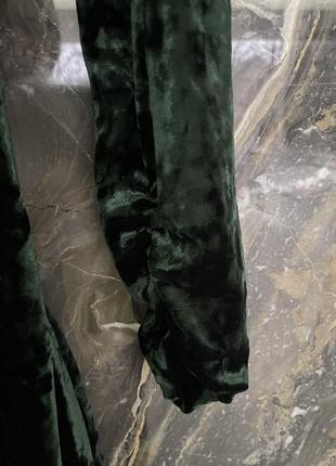 Шикарное зеленое платье бархат zara 💚6 фото
