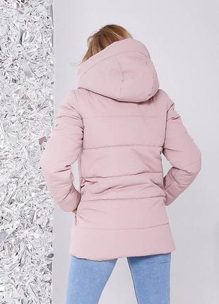 Куртка женская короткая теплая зимняя на зиму базовая с капюшоном стеганая черная розовая бежевая коричневая пуховик батал длинная9 фото
