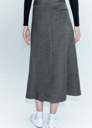 Широка вовняна сіра довга спідниця zara new