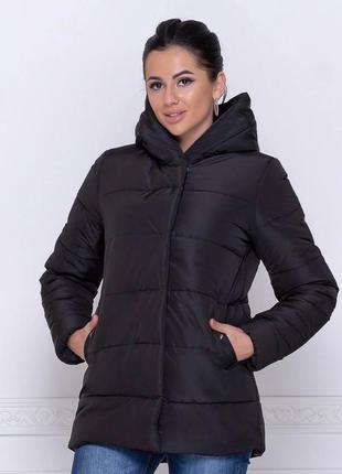Куртка женская короткая теплая зимняя на зиму базовая с капюшоном стеганая черная розовая бежевая коричневая пуховик батал длинная