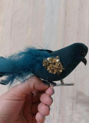 Декор голубая птичка счастья 22см4 фото