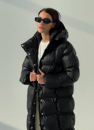 Руховик пишний теплий зимовий довгий капвшон зйомний пояс