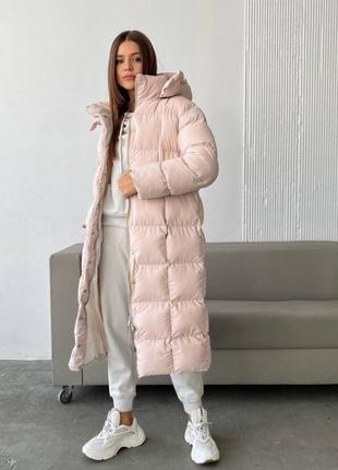 Руховик пишний теплий зимовий довгий капвшон зйомний пояс