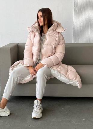 Руховик пишний теплий зимовий довгий капвшон зйомний пояс