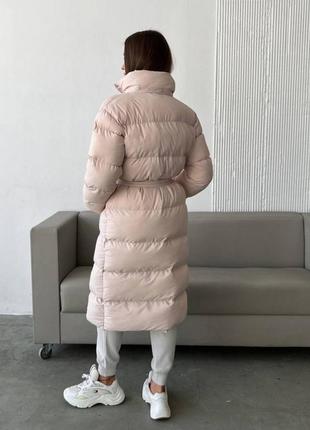 Руховик пишний теплий зимовий довгий капвшон зйомний пояс