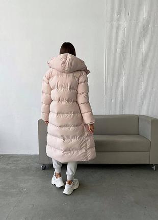 Руховик пишний теплий зимовий довгий капвшон зйомний пояс