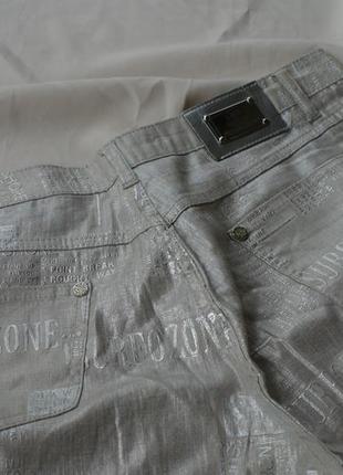 Брендовые серебристые брюки брючины прямые plus size3 фото