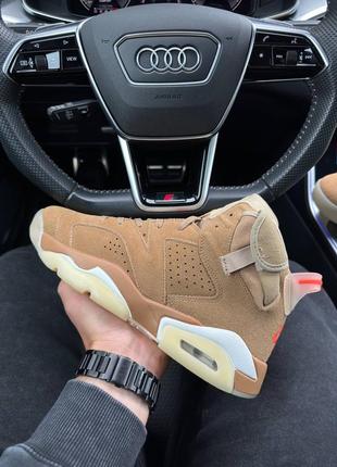 Мужские кроссовки nike air jordan retro 6 x travis scott sand orange8 фото