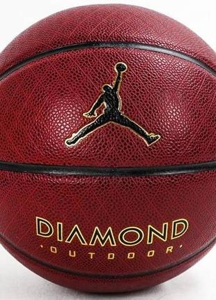 Мяч баскетбольный jordan diamond outdoor 8p deflated amber/black/metallic gold/black 07 (j.100.8252.891.07 7)