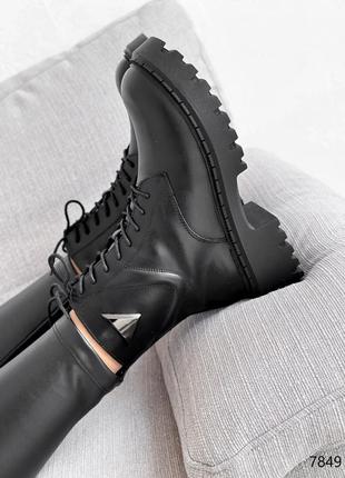 Распродажа натуральные кожаные зимние черные ботинки - берцы 36р.2 фото