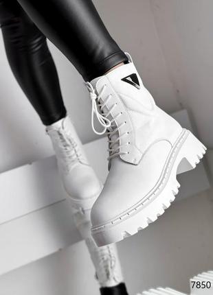 Распродажа натуральные кожаные зимние белые ботинки - берцы8 фото
