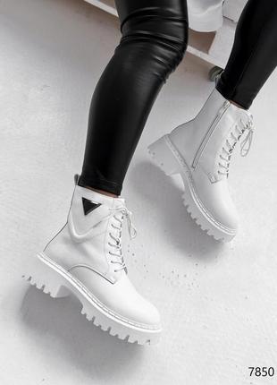 Распродажа натуральные кожаные зимние белые ботинки - берцы6 фото