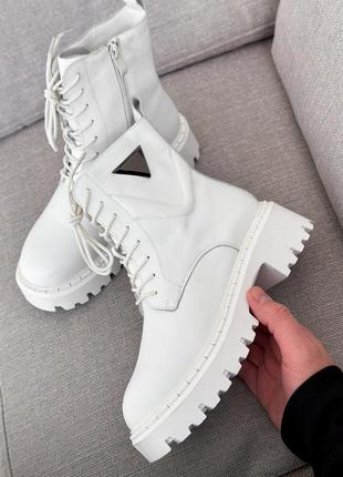 Распродажа натуральные кожаные зимние белые ботинки - берцы10 фото