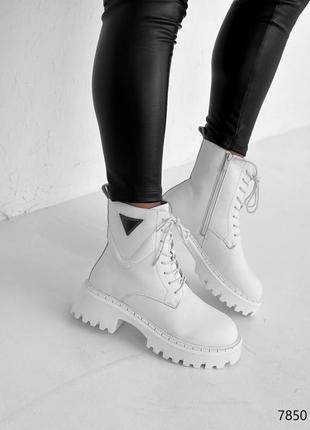 Распродажа натуральные кожаные зимние белые ботинки - берцы7 фото