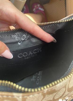 Женская сумка coach коач хобо бежевая5 фото