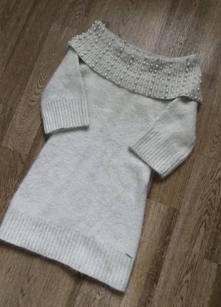 Теплый удлиненный свитер туника