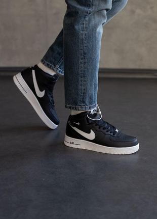 Кроссовки зимние на флисе nike air force 1 high black/white winter