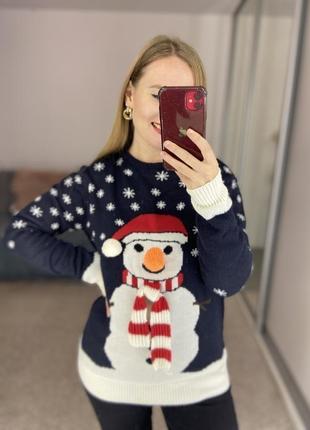 Новогодний рождественский свитер, джемпер со снеговиком #217 фото