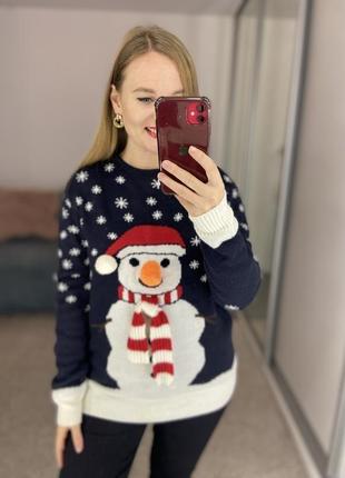 Новогодний рождественский свитер, джемпер со снеговиком #216 фото