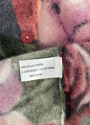 Кофта джемпер 100% кашемир свитер кардиган женский пуговицах круглый вырез приталенная цветочный принт зима весна peter hahn6 фото