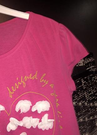 Красивая розовая футболка для девочки3 фото