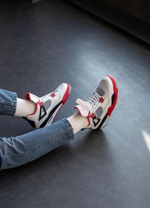 Кроссовки зимние мех air jordan retro 4 “fire red”winter