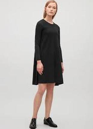 Комбинированное черное платье длинный рукав2 фото