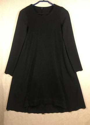Комбинированное черное платье длинный рукав5 фото