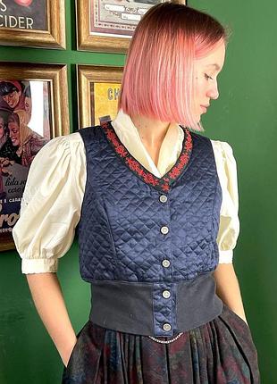 Жилетка синяя винтажная стеганая итальянская
