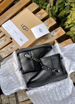 Отличные ugg chain black leather(зима)