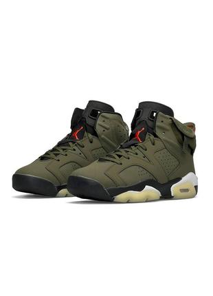 🔥чоловічі кросівки nike air jordan retro 6 x travis scott ‘olive’