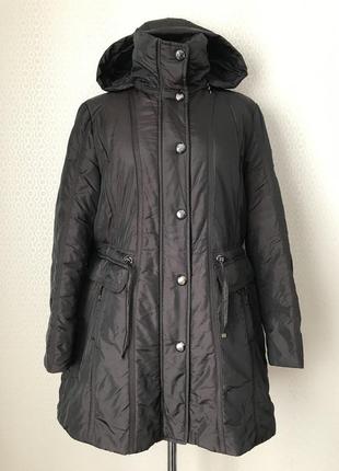Добротная длинная теплая темно-коричневая куртка с капюшоном от gerry weber, размер 42, укр 48-50-522 фото