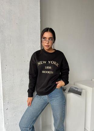 Женский свитшот черный белый зеленый красный теплый на флисе