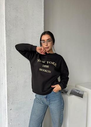 Женский свитшот черный белый зеленый красный теплый на флисе