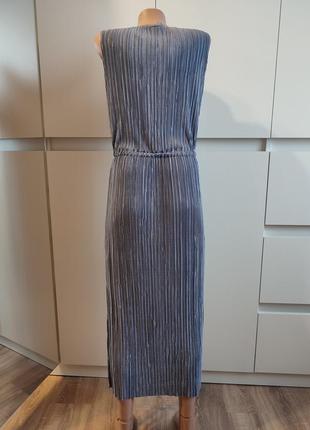 Платье макси с разрезом металлик жатка3 фото