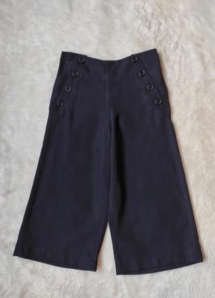 Синие черные широкие брюки штаны кюлоты кроп укороченные клеш бермуды с пуговицами спереди arket2 фото