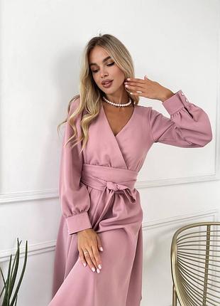 Сукня жіноча довга міді з поясом нарядна святкова новорічна на новий рік корпоратив гарна чорна рожева біла коричнева блакитна бежева декольте8 фото