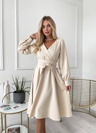 Сукня жіноча довга міді з поясом нарядна святкова новорічна на новий рік корпоратив гарна чорна рожева біла коричнева блакитна бежева декольте4 фото