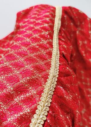 Красное нарядное золотистое платье артикул: 182014 фото