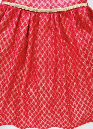 Красное нарядное золотистое платье артикул: 182013 фото