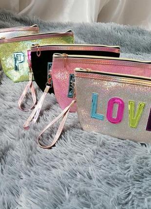 Яскрава різнокольорова блискуча сумочка косметичка можна використовувати як пенал6 фото