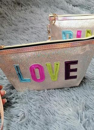 Яркая разноцветная блестящая сумочка косметичка можно использовать как пенал3 фото