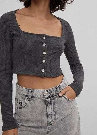 Сіра кофта топ bershka