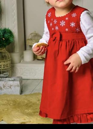 Новогоднее красное платье платье для девочки 12-18 мес