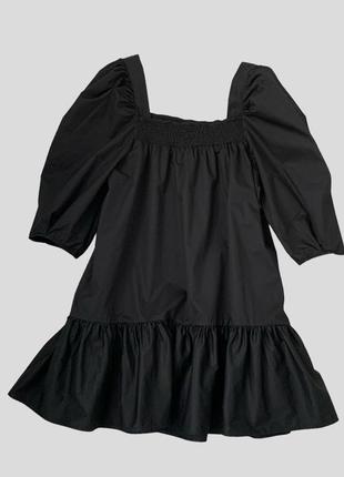 Хлопковое ярусное платье h&m свободного кроя с объемными рукавами 100% хлопок7 фото
